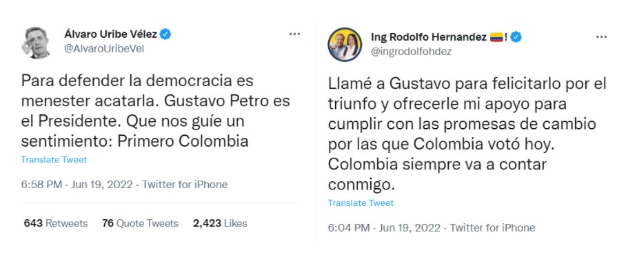 Tweets Colombia Election