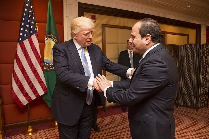 Donald Trump greets the President of Egypt Abdel Fattah Al Sisi May 2017 Image White House