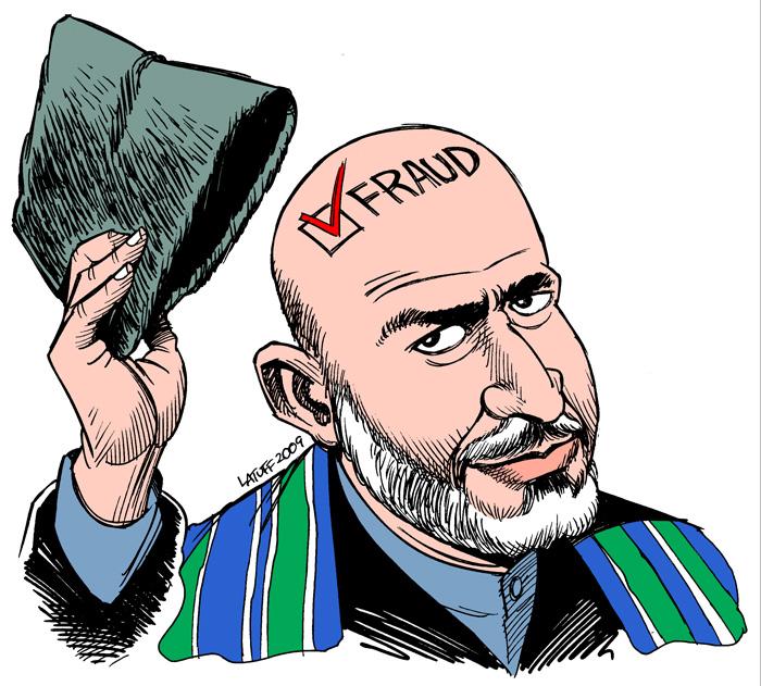 Hamid Karzai. Drawing by Latuff.
