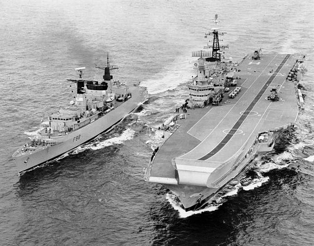 HMS Broadsword and Hermes Image Royal Navy Wikimedia Commons