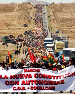 To put pressure on the oligarchy, a march from Caracallo in Cochambamba province to La Paz will arrive in the capital on October 20th.