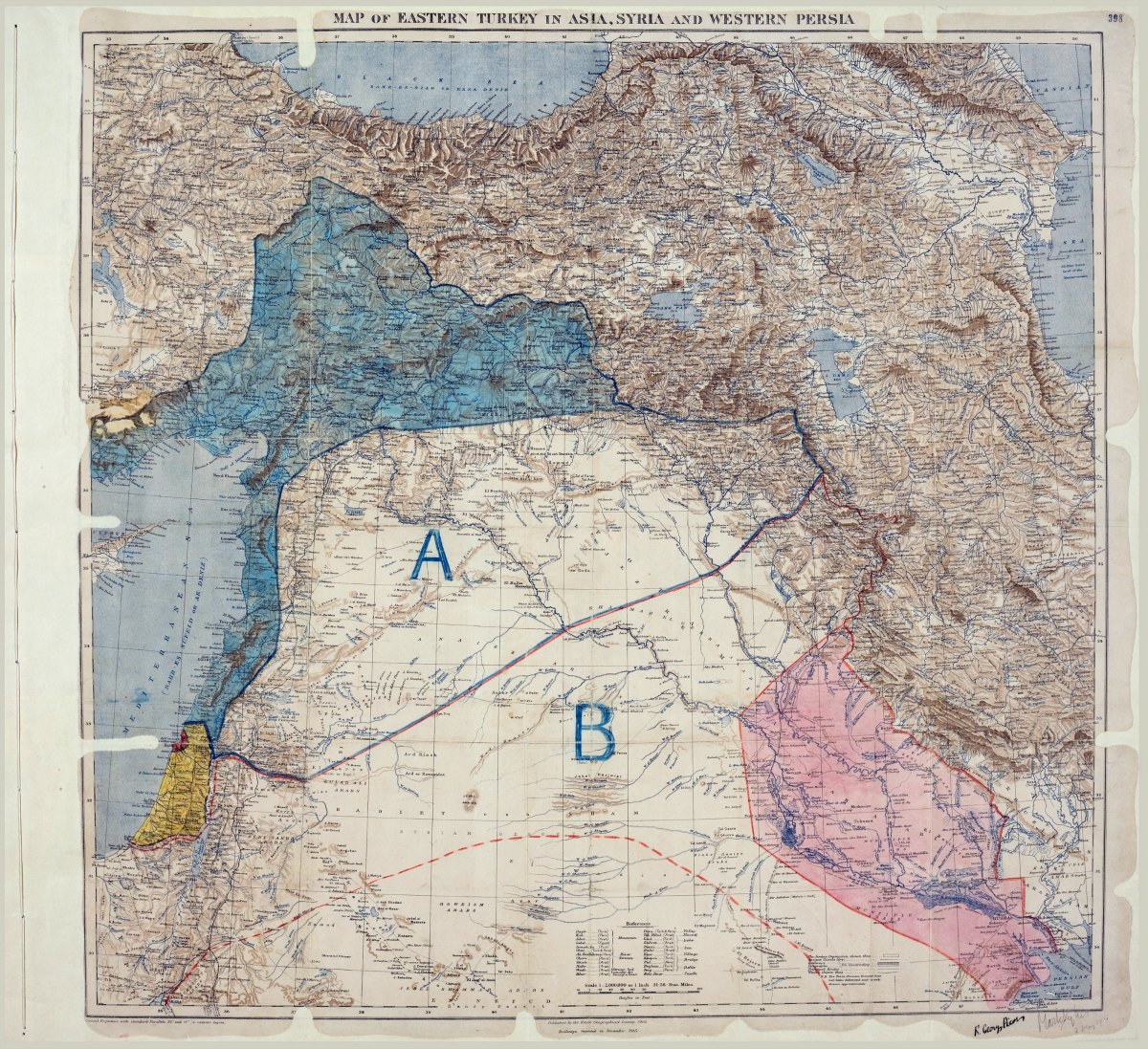 Sykes Picot Agreement Map Image public domain