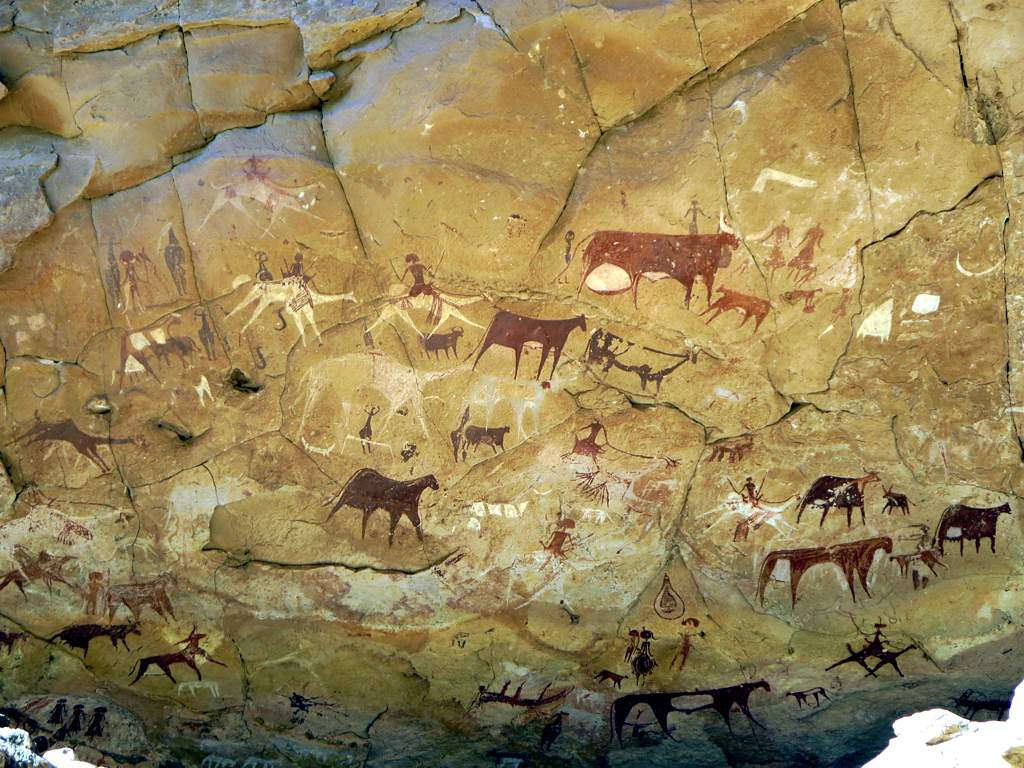 Prehistoric Rock Paintings at Manda Guéli Cave in the Ennedi Mountains Image David Stanley