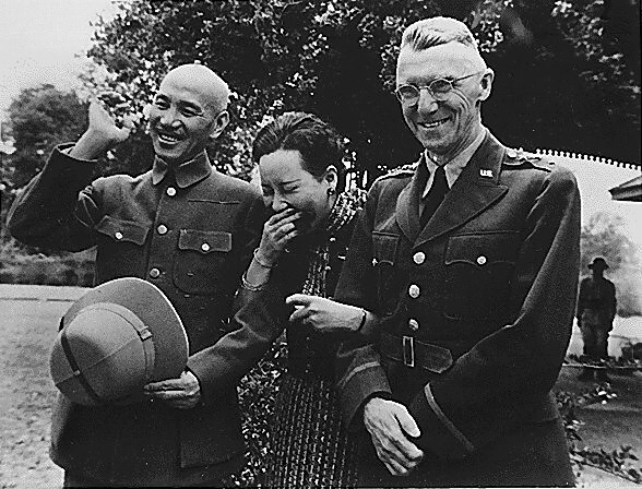 Chiang Kai Shek and wife with Lieutenant General Stilwell Image public domain