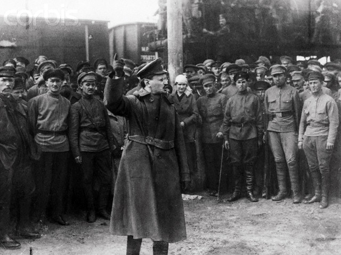 Trotsky addressing Red Guards during the Civil War Image fair use