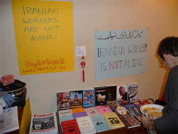 Book stall of Fightback, presenting works of Marx, Engels, Lenin, Trotsky and also some other publications from the International Marxist Tendency.