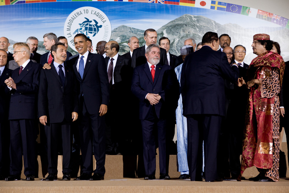 "The Good old days". Group photo of G8 Summit in Italy, with Mubarak and Gaddafi. Photo: White House/ Pete Souza