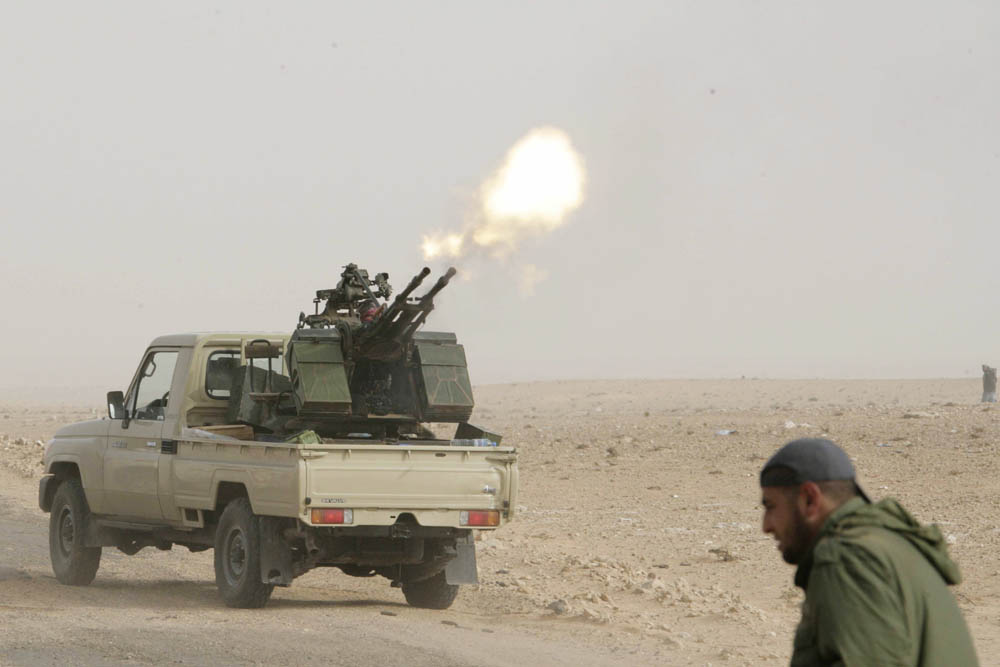 March 4, anti-aircraft gun in rebel hands. Photo: Nasser Nouri