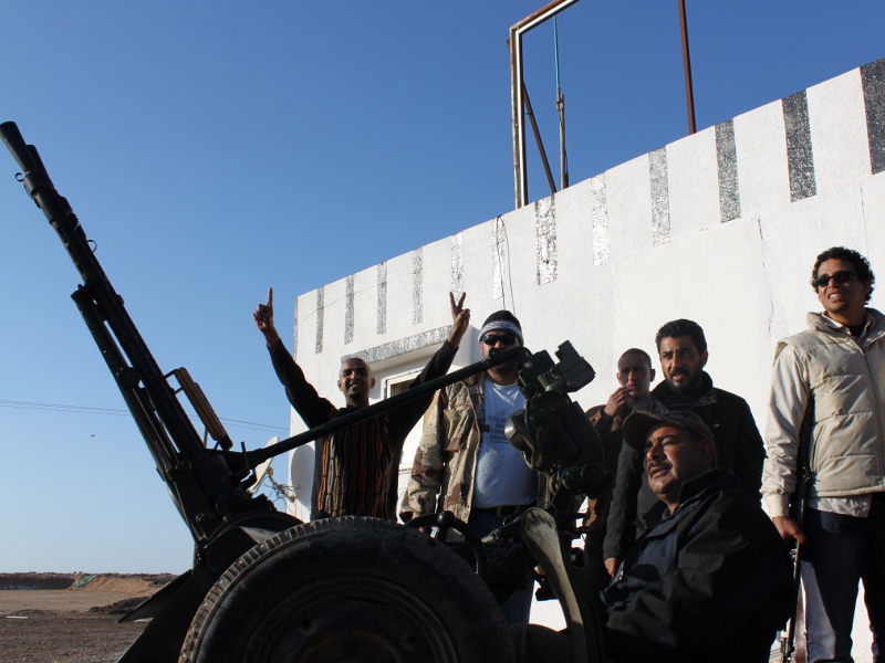 Libyan rebels with a captured anti-aircraft gun. Photo: Al Jazeera English