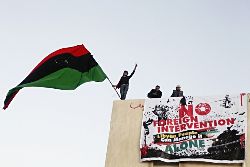 Banner opposing foreign intervention, Benghazi, last year