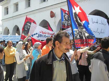Student youth in Morocco march with workers on May Day
