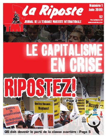 Les marxistes québécois ont lancé une nouvelle publication, La Riposte