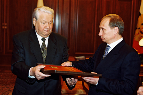 Vladimir Putin with Boris Yeltsin Image www.kremlin.ru Wikimedia Commonsjpg