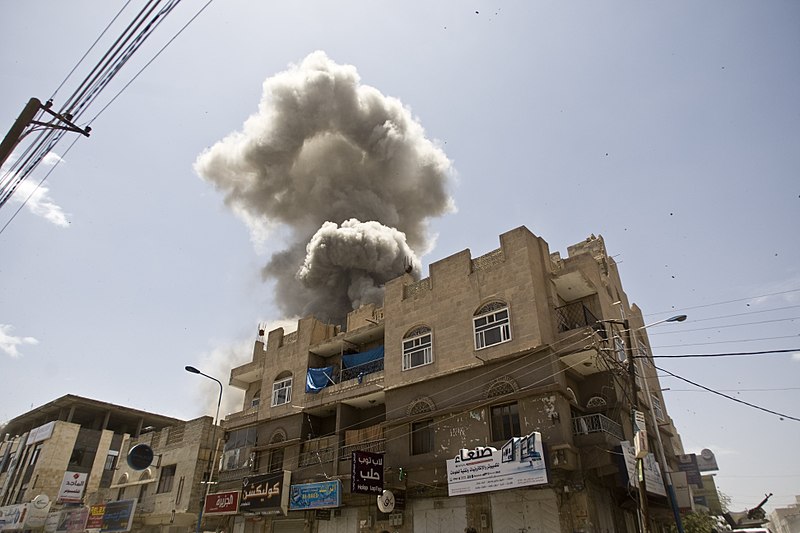Aerial bombardments on Sanaa Yemen Image fahd sadi