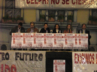 Total success of the Spanish Student Union’s public meeting against Delphi closure